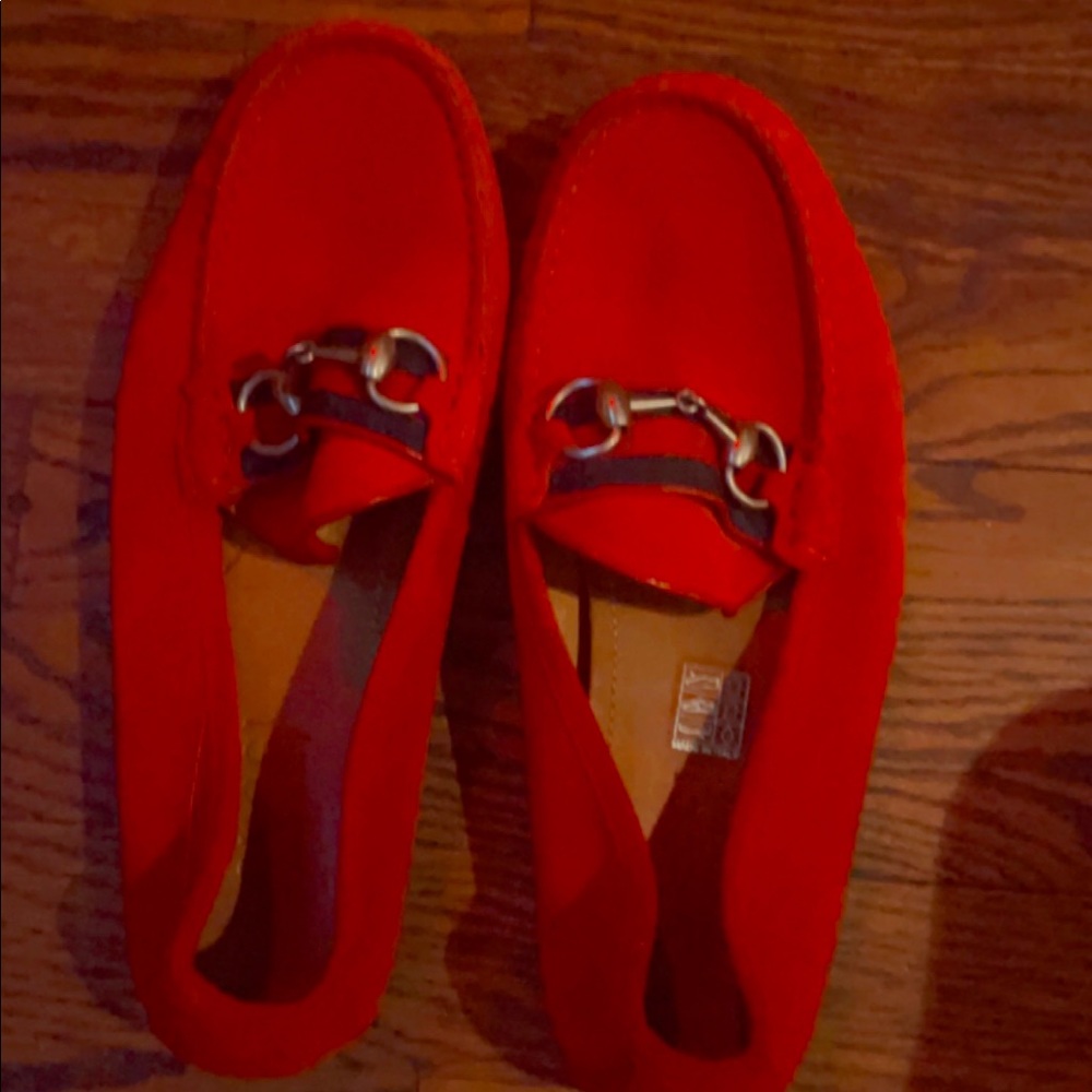 Red suede size 6.5 Gucci loafers